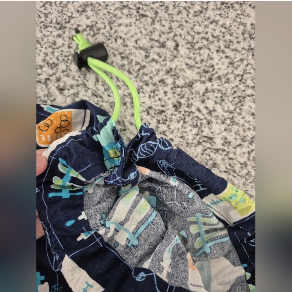 Handmade Drawstring Science Print Bag - Picture 4 of 8